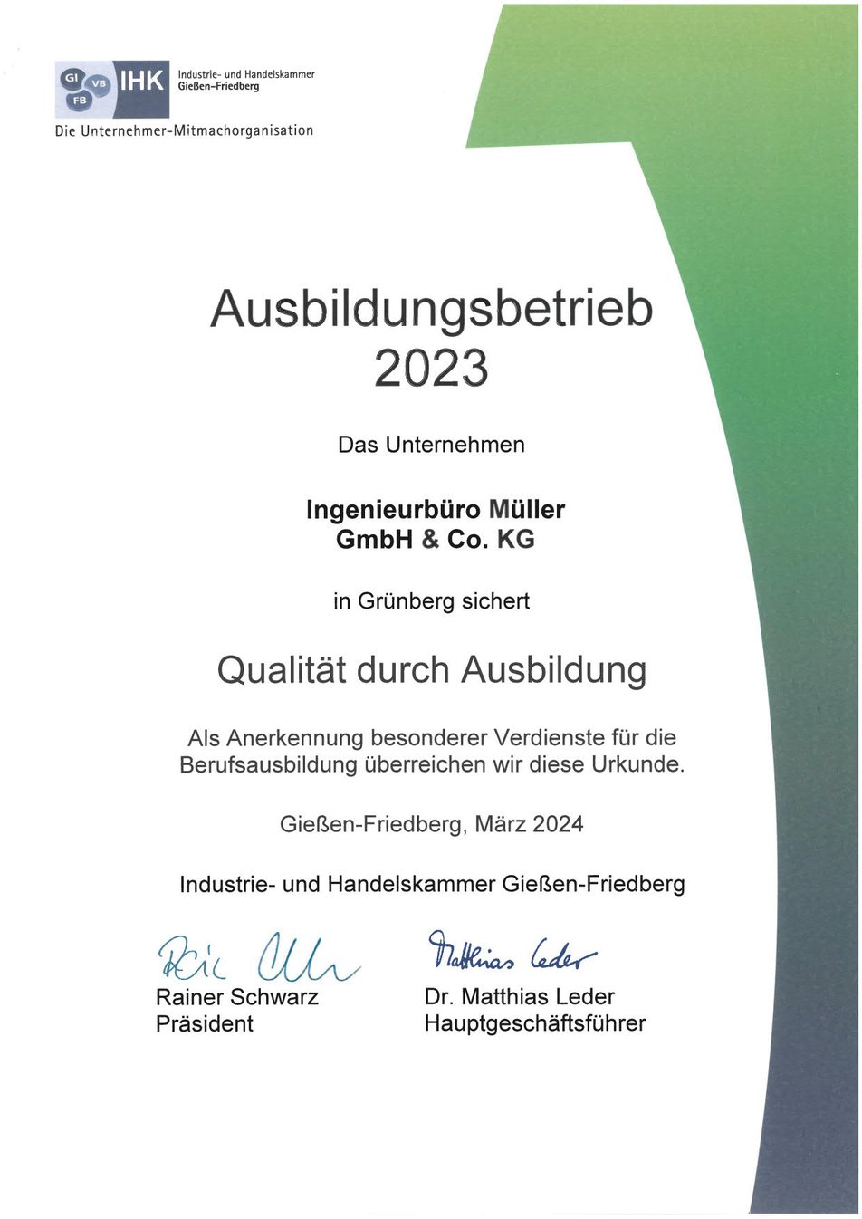 Ausbildungsurkunde 2023